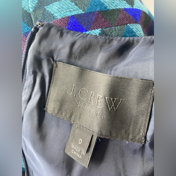 J Crew Geometric Blue and Black Dress - Picture 3 of 6